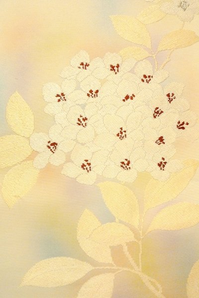 Photo6: O0607A Vintage Japanese Kimono   Ivory  NAGOYA OBI sash Flower Silk. (Grade B) (6)