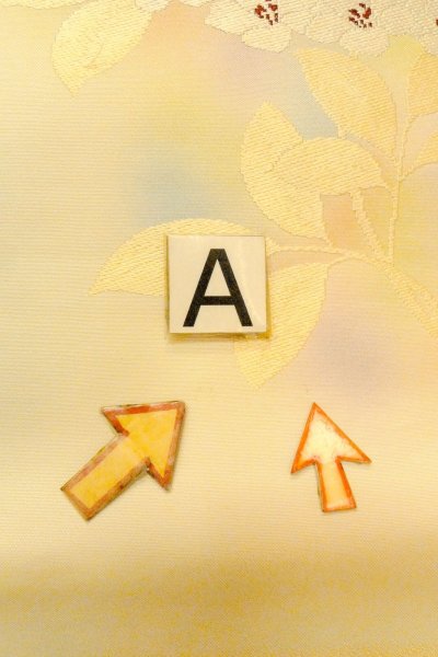 Photo12: O0607A Vintage Japanese Kimono   Ivory  NAGOYA OBI sash Flower Silk. (Grade B) (12)