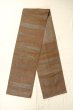 Photo1: O0607B Vintage Japanese Kimono  Dark Brown  FUKURO OBI sash Leaf Linen. (Grade C) (1)