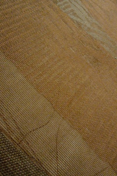 Photo10: O0607B Vintage Japanese Kimono  Dark Brown  FUKURO OBI sash Leaf Linen. (Grade C) (10)