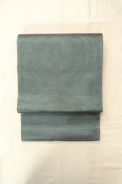 Photo2: Mint O0607D Vintage Japanese Kimono  Shiny Navy Blue  FUKURO OBI sash  Linen. (Grade A) (2)