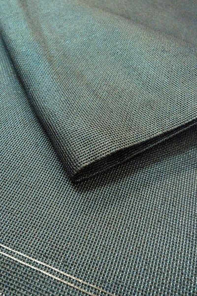 Photo9: Mint O0607D Vintage Japanese Kimono  Shiny Navy Blue  FUKURO OBI sash  Linen. (Grade A) (9)