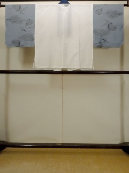 Photo2: O0624A Vintage Japanese kimono   Off White Men's Juban for men / Cotton. MOMIJI maple leaf, Sleeves, attached collar: Synthetic  (Grade B) (2)