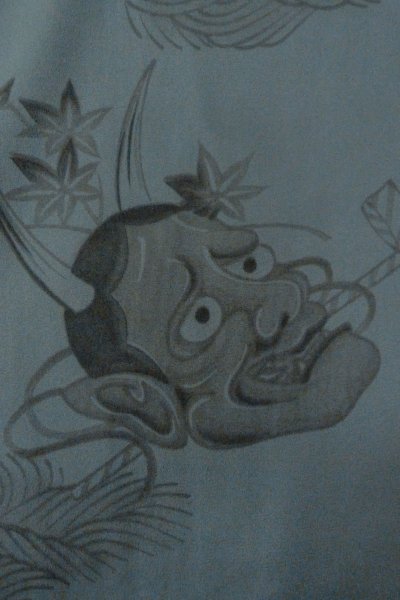 Photo6: O0624A Vintage Japanese kimono   Off White Men's Juban for men / Cotton. MOMIJI maple leaf, Sleeves, attached collar: Synthetic  (Grade B) (6)