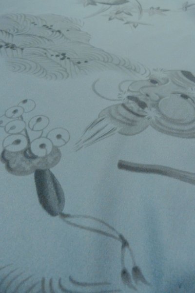 Photo7: O0624A Vintage Japanese kimono   Off White Men's Juban for men / Cotton. MOMIJI maple leaf, Sleeves, attached collar: Synthetic  (Grade B) (7)