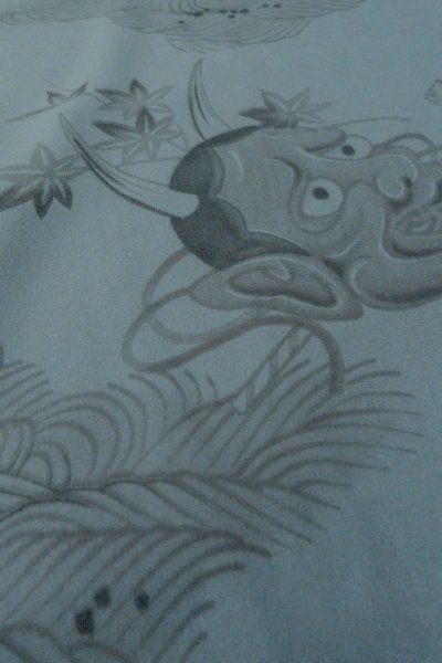 Photo9: O0624A Vintage Japanese kimono   Off White Men's Juban for men / Cotton. MOMIJI maple leaf, Sleeves, attached collar: Synthetic  (Grade B) (9)