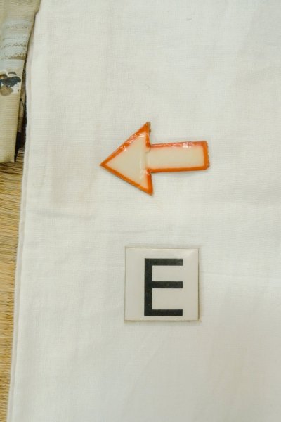 Photo17: O0624B Vintage Japanese kimono   Off White Men's Juban for men / Cotton. Landscape, Sleeves: silk, attached callor: synthetic  (Grade C) (17)