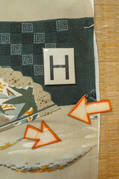 Photo20: O0624B Vintage Japanese kimono   Off White Men's Juban for men / Cotton. Landscape, Sleeves: silk, attached callor: synthetic  (Grade C) (20)