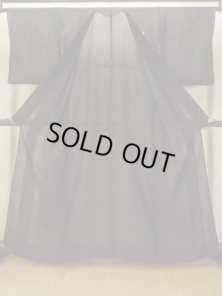 Photo2: Mint O0624C Vintage Japanese kimono   Black MONTSUKI crests for women / Silk.    (Grade A) (2)