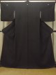 Photo1: Mint O0624D Vintage Japanese kimono   Black MONTSUKI crests for women / Synthetic.    (Grade A) (1)