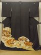 Photo1: O0624F Vintage Japanese kimono   Black TOMESODE formal for women / Silk. Chrysanthemum,   (Grade C) (1)