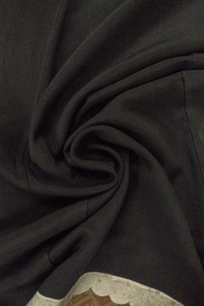 Photo17: O0624F Vintage Japanese kimono   Black TOMESODE formal for women / Silk. Chrysanthemum,   (Grade C) (17)