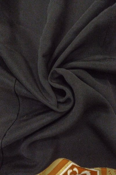 Photo15: O0624G Vintage Japanese kimono   Black TOMESODE formal for women / Silk. Chinese flower,   (Grade D) (15)