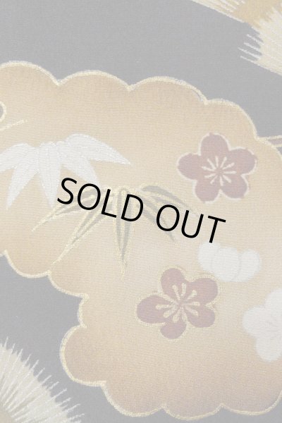 Photo10: O0624H Vintage Japanese kimono   Black TOMESODE formal for women / Synthetic. Flower,   (Grade D) (10)