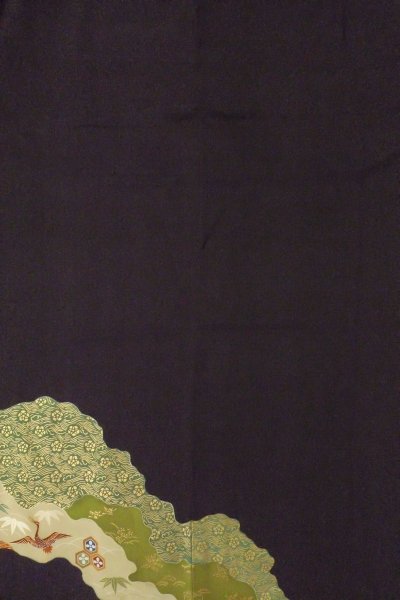 Photo6: O0624I Vintage Japanese kimono   Black TOMESODE formal for women / Silk. UME plum bloom,   (Grade B) (6)