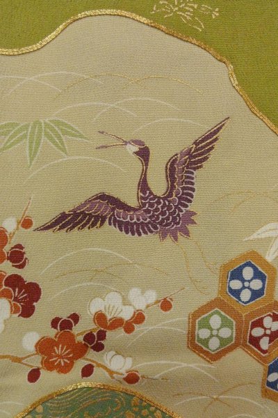 Photo8: O0624I Vintage Japanese kimono   Black TOMESODE formal for women / Silk. UME plum bloom,   (Grade B) (8)