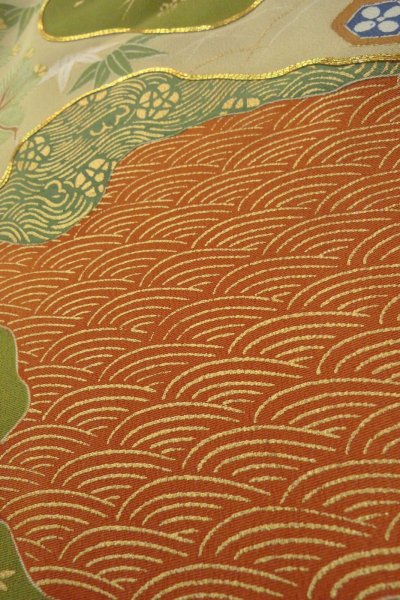 Photo13: O0624I Vintage Japanese kimono   Black TOMESODE formal for women / Silk. UME plum bloom,   (Grade B) (13)