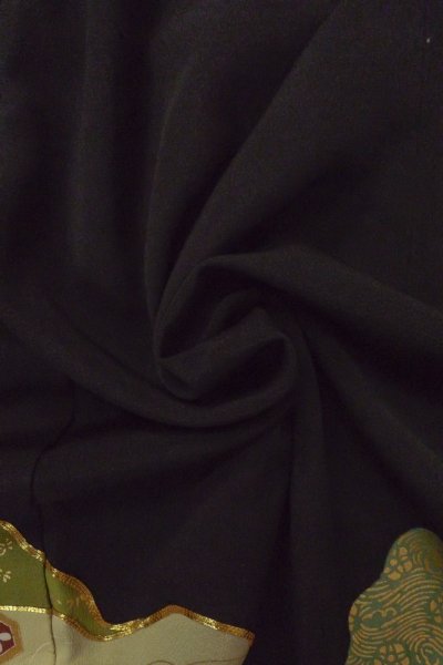 Photo15: O0624I Vintage Japanese kimono   Black TOMESODE formal for women / Silk. UME plum bloom,   (Grade B) (15)