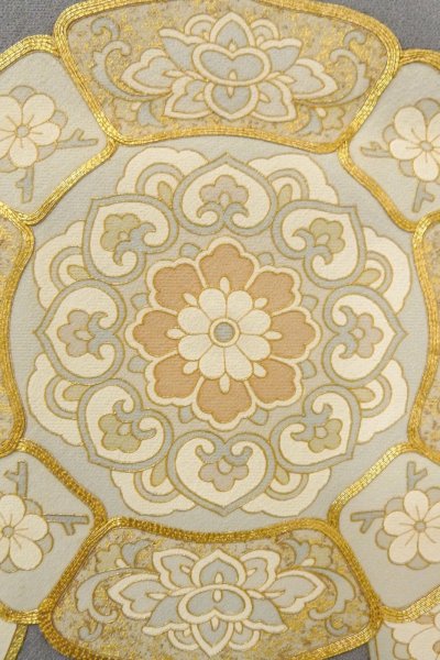 Photo12: O0624J Vintage Japanese kimono  Bluish Gray TOMESODE formal for women / Silk. Chinese flower,   (Grade B) (12)