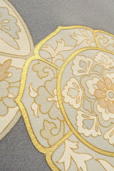 Photo14: O0624J Vintage Japanese kimono  Bluish Gray TOMESODE formal for women / Silk. Chinese flower,   (Grade B) (14)