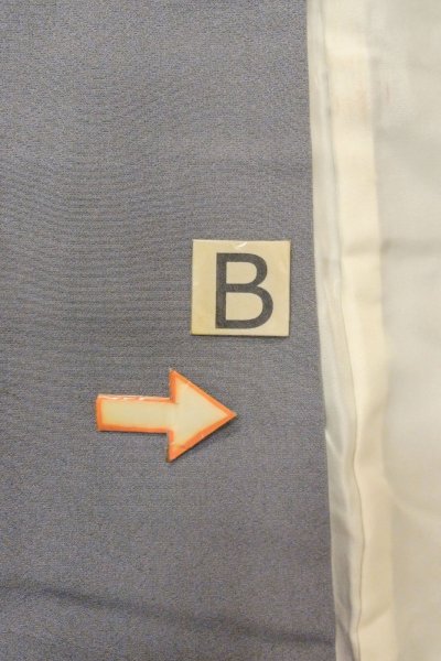 Photo22: O0624J Vintage Japanese kimono  Bluish Gray TOMESODE formal for women / Silk. Chinese flower,   (Grade B) (22)