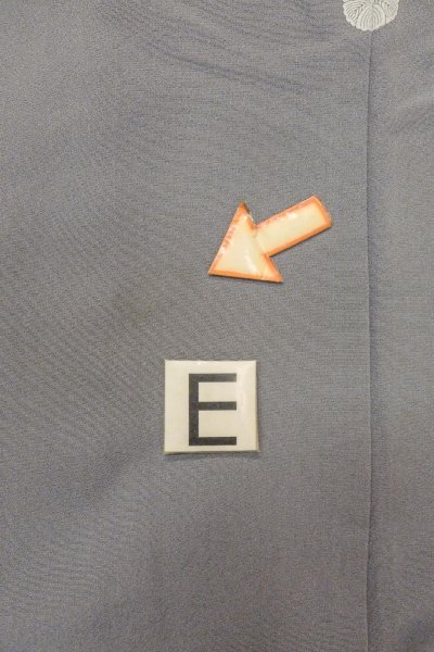 Photo25: O0624J Vintage Japanese kimono  Bluish Gray TOMESODE formal for women / Silk. Chinese flower,   (Grade B) (25)