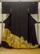 Photo1: O0624L Vintage Japanese kimono   Black TOMESODE formal for women / Silk. Flower,   (Grade B) (1)