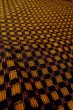 Photo8: O0624M Antique Japanese kimono  Dark Yellow TSUMUGI pongee for women / Silk. Plaid Checks,   (Grade B) (8)
