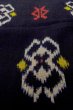 Photo9: O0624N Antique Japanese kimono   Black ORI woven for women / Silk. Geometrical pattern,   (Grade B) (9)
