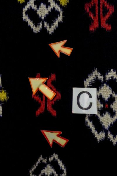 Photo16: O0624N Antique Japanese kimono   Black ORI woven for women / Silk. Geometrical pattern,   (Grade B) (16)