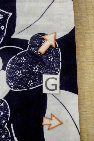 Photo20: O0624O Vintage Japanese kimono   Indigo Blue YUKATA summer(made in Japan) for women / Cotton/hemp Flower,   (Grade C) (20)