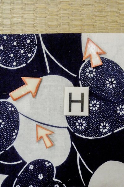 Photo21: O0624O Vintage Japanese kimono   Indigo Blue YUKATA summer(made in Japan) for women / Cotton/hemp Flower,   (Grade C) (21)