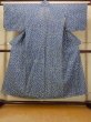 Photo1: O0624P Vintage Japanese kimono  Grayish  Blue  YUKATA summer(made in Japan) for women /  Cotton.  Leaf,   (Grade C) (1)