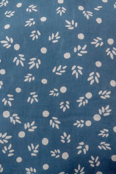 Photo6: O0624P Vintage Japanese kimono  Grayish  Blue  YUKATA summer(made in Japan) for women /  Cotton.  Leaf,   (Grade C) (6)