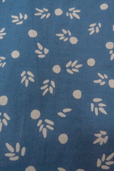 Photo7: O0624P Vintage Japanese kimono  Grayish  Blue  YUKATA summer(made in Japan) for women /  Cotton.  Leaf,   (Grade C) (7)