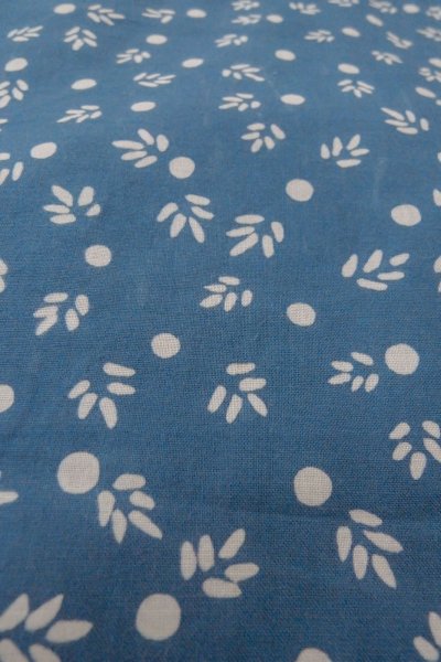 Photo9: O0624P Vintage Japanese kimono  Grayish  Blue  YUKATA summer(made in Japan) for women /  Cotton.  Leaf,   (Grade C) (9)