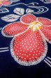 Photo10: O0624Q Vintage Japanese kimono    Indigo Blue  Pour Dyed Yukata for women /  Cotton.  Flower,   (Grade D) (10)