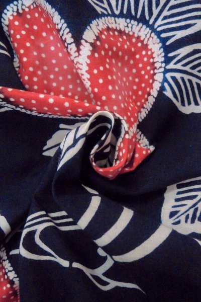 Photo12: O0624Q Vintage Japanese kimono    Indigo Blue  Pour Dyed Yukata for women /  Cotton.  Flower,   (Grade D) (12)