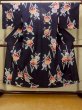 Photo1: O0624R Vintage Japanese kimono    Indigo Blue  Pour Dyed Yukata for women /  Cotton.  Flower,   (Grade D) (1)