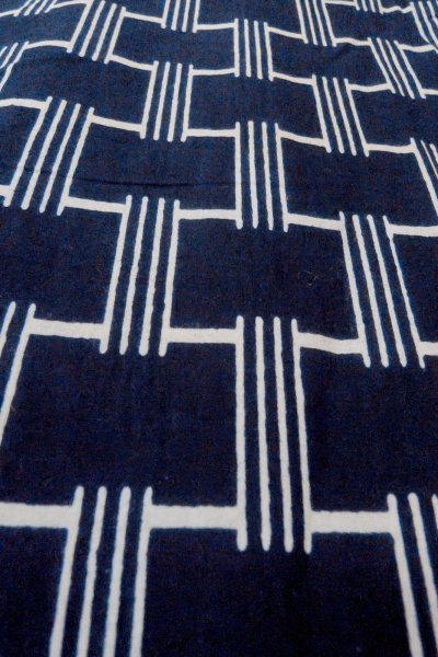 Photo9: O0624T Vintage Japanese kimono    Indigo Blue  YUKATA summer(made in Japan) for women /  Cotton.  Line,   (Grade B) (9)