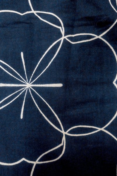 Photo6: O0624U Vintage Japanese kimono  Dark  Indigo Blue  YUKATA summer(made in Japan) for women /  Cotton.  Flower   (Grade B) (6)