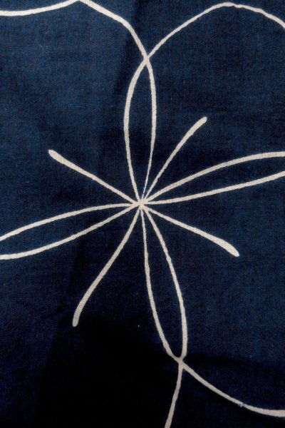 Photo7: O0624U Vintage Japanese kimono  Dark  Indigo Blue  YUKATA summer(made in Japan) for women /  Cotton.  Flower   (Grade B) (7)