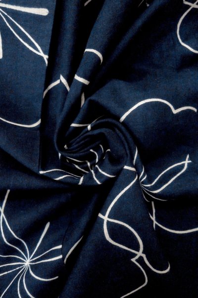 Photo11: O0624U Vintage Japanese kimono  Dark  Indigo Blue  YUKATA summer(made in Japan) for women /  Cotton.  Flower   (Grade B) (11)