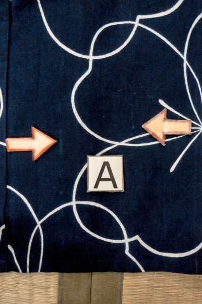 Photo14: O0624U Vintage Japanese kimono  Dark  Indigo Blue  YUKATA summer(made in Japan) for women /  Cotton.  Flower   (Grade B) (14)