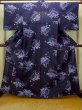 Photo1: O0624V Vintage Japanese kimono  Dark  Indigo Blue  Pour Dyed Yukata for women /  Cotton.  Chrysanthemum   (Grade B) (1)