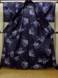 Photo2: O0624V Vintage Japanese kimono  Dark  Indigo Blue  Pour Dyed Yukata for women /  Cotton.  Chrysanthemum   (Grade B) (2)