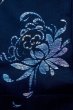 Photo5: O0624V Vintage Japanese kimono  Dark  Indigo Blue  Pour Dyed Yukata for women /  Cotton.  Chrysanthemum   (Grade B) (5)