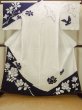 Photo1: O0624X Vintage Japanese kimono    White  YUKATA summer(made in Japan) for women /  Cotton/hemp  Flower,   (Grade C) (1)