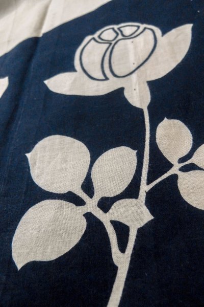 Photo14: O0624X Vintage Japanese kimono    White  YUKATA summer(made in Japan) for women /  Cotton/hemp  Flower,   (Grade C) (14)