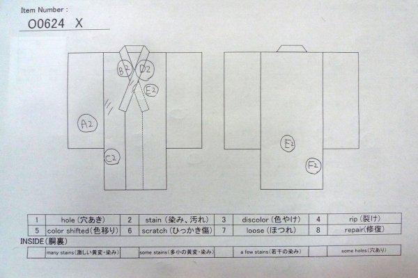 Photo19: O0624X Vintage Japanese kimono    White  YUKATA summer(made in Japan) for women /  Cotton/hemp  Flower,   (Grade C) (19)